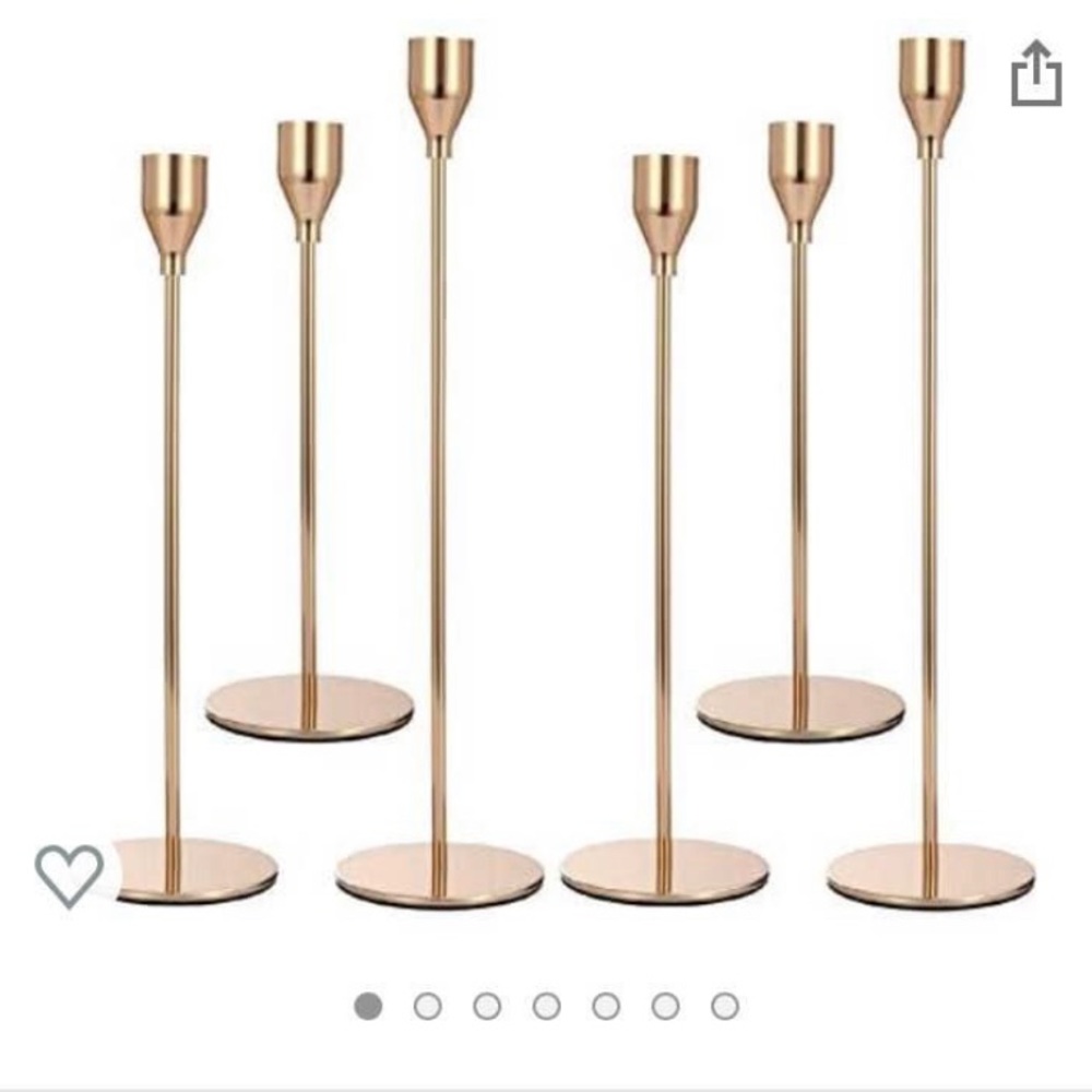 SOLD Set of 6 Gold Candlestick Holders